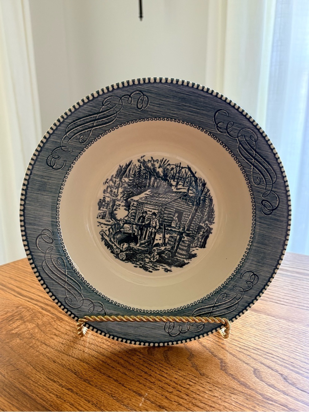 VTG Currier & Ives Maple Sugaring 9 inch bowl - Picture 3 of 12